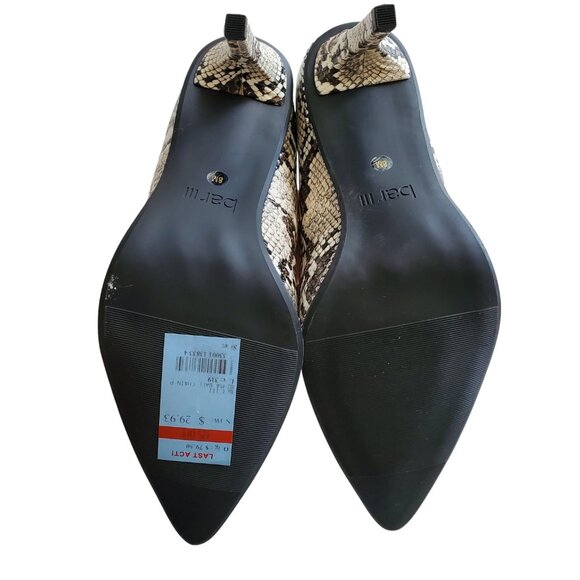 Bar III NIB Snakeskin Heels BINSAP Natural / Snake Print Studded Detail 8M - Picture 11 of 14